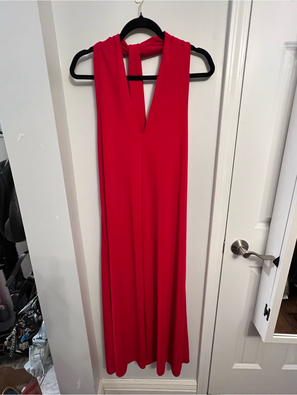 Zara Red V-Neck Sleeveless Maxi Dress; small; NWT